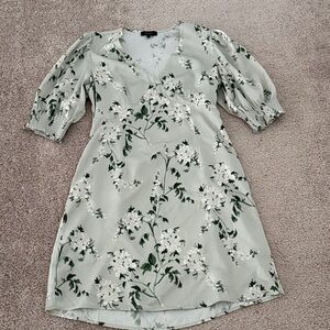 Quince Sage Green Floral Midi Dress